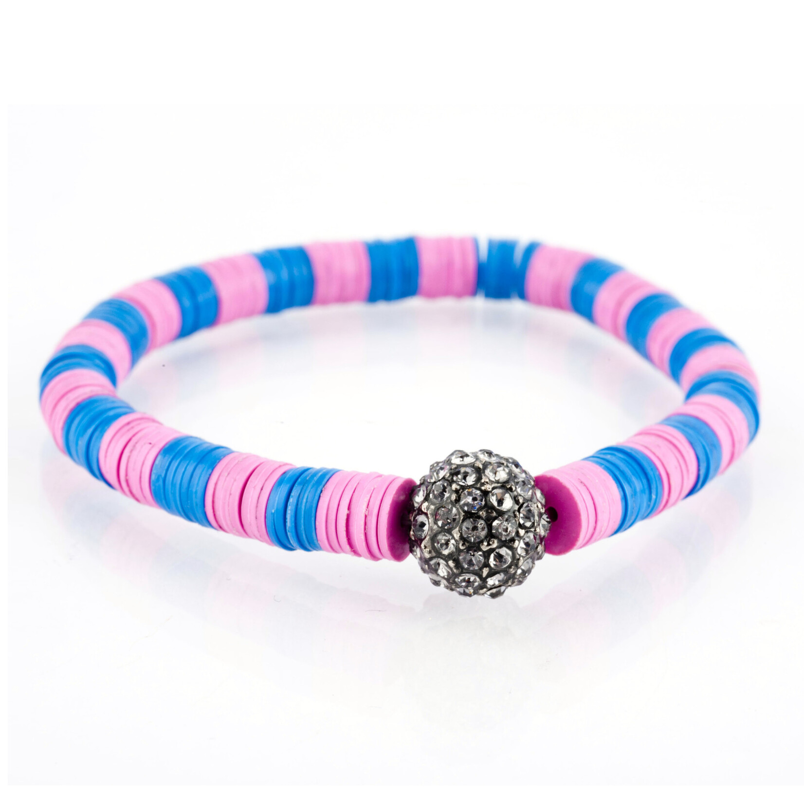 Mina Danielle Pink and blue african vinyl discs with gunmetal Pave Crystal Sphere