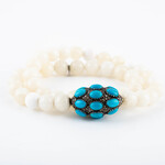 Mina Danielle White Coral Wrap with Turquoise and Diamond Nugget