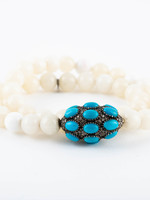 Mina Danielle White Coral Wrap with Turquoise and Diamond Nugget