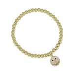 Mina Danielle Gold Beaded Stacking Bracelet with Diamond Smiley Face