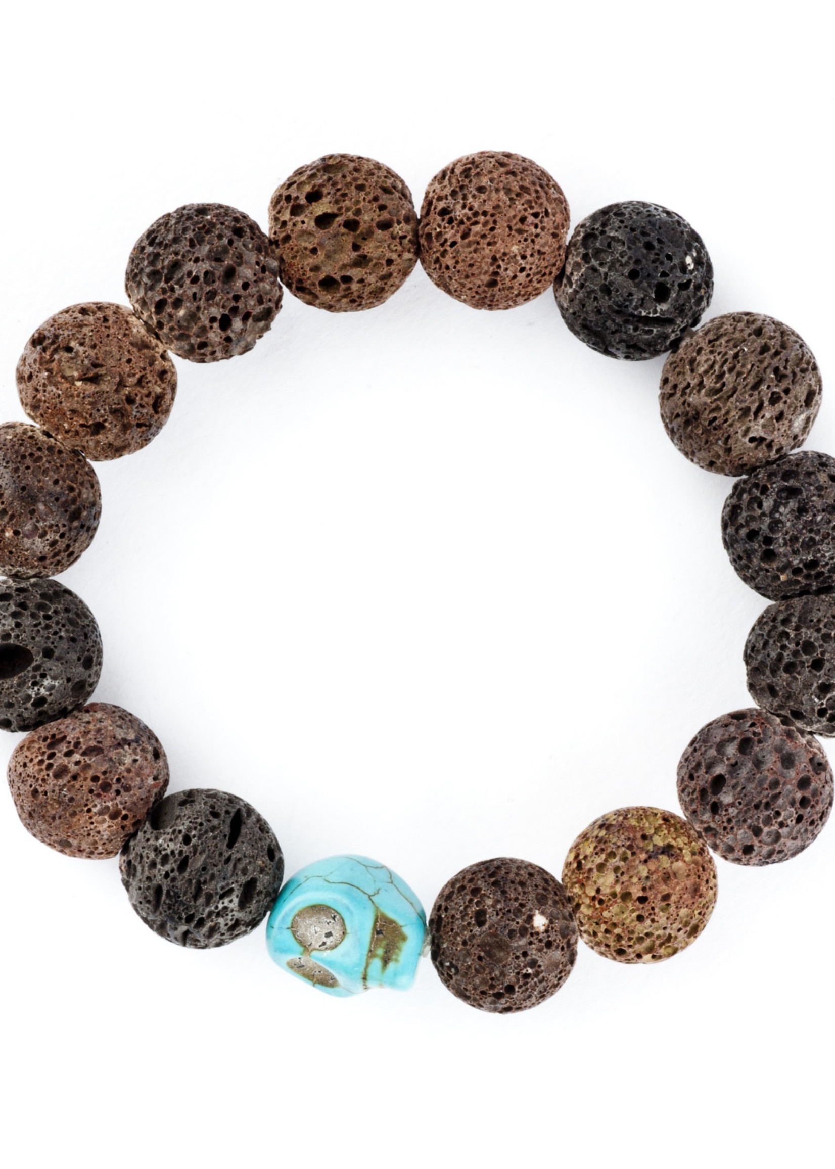 Mina Danielle Brown Lava Rock with Turquoise Skull