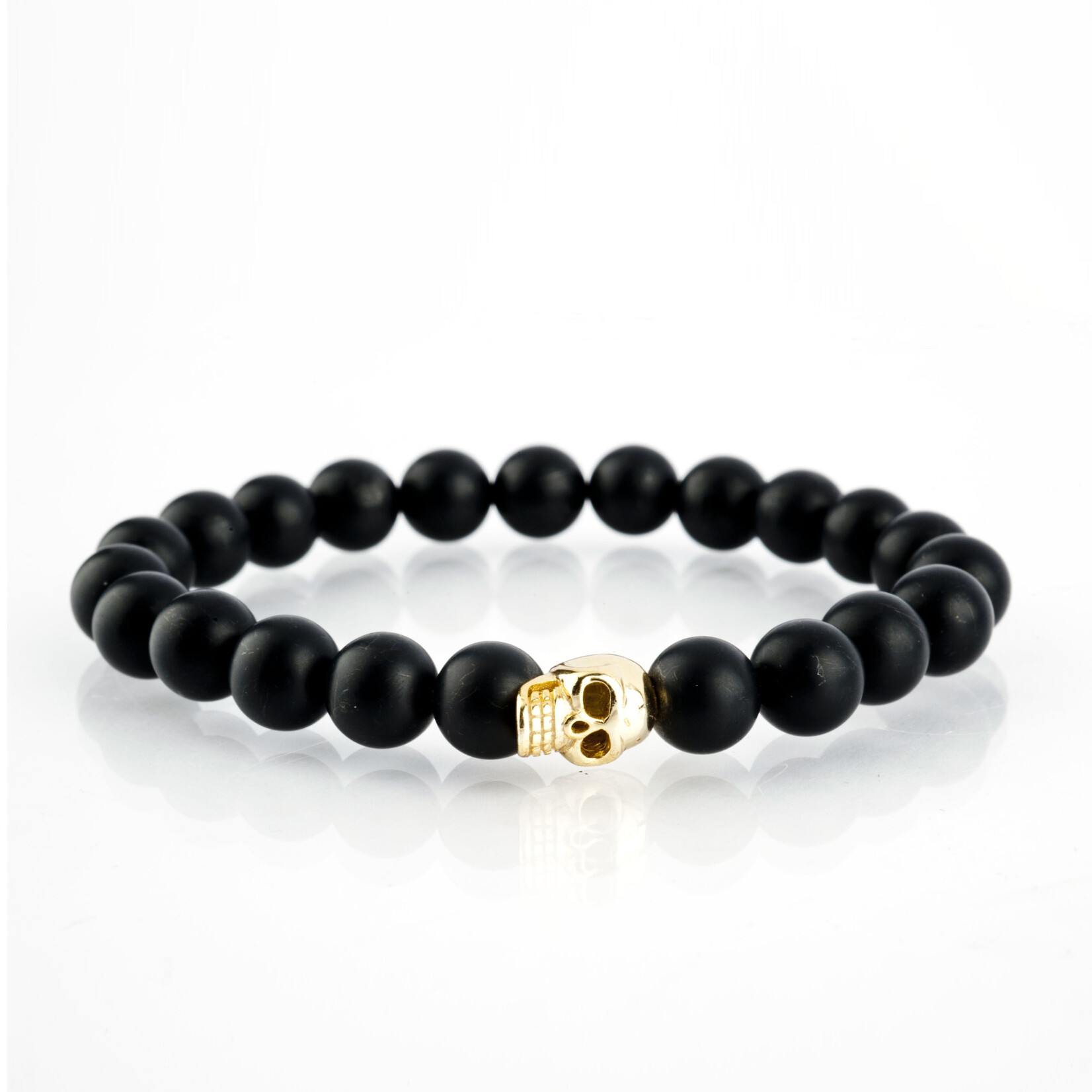 Mina Danielle Black onyx with Shiny Gold Skull