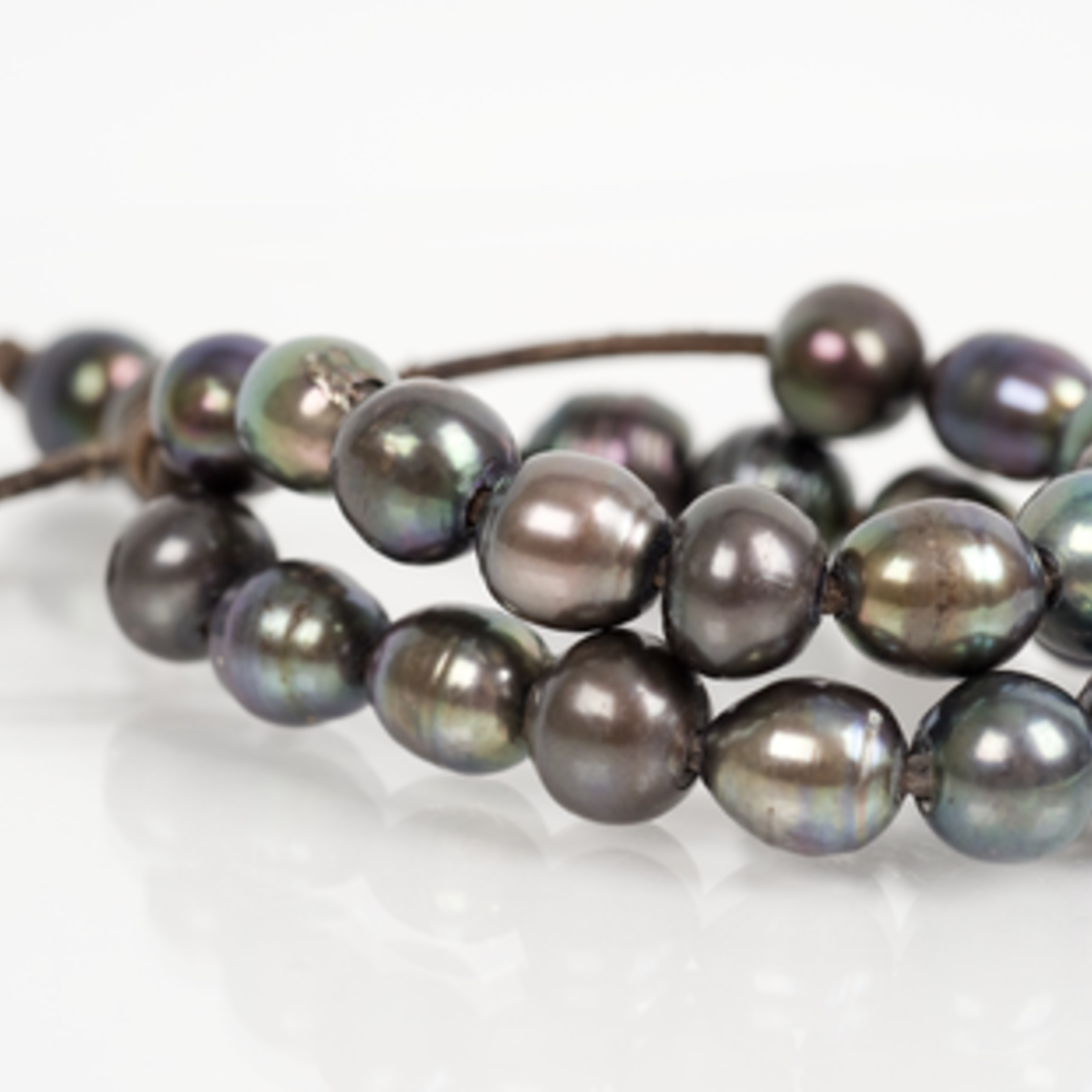 Mina Danielle Double Strand Gray Pearl Bracelet with Two Hanging Pearls