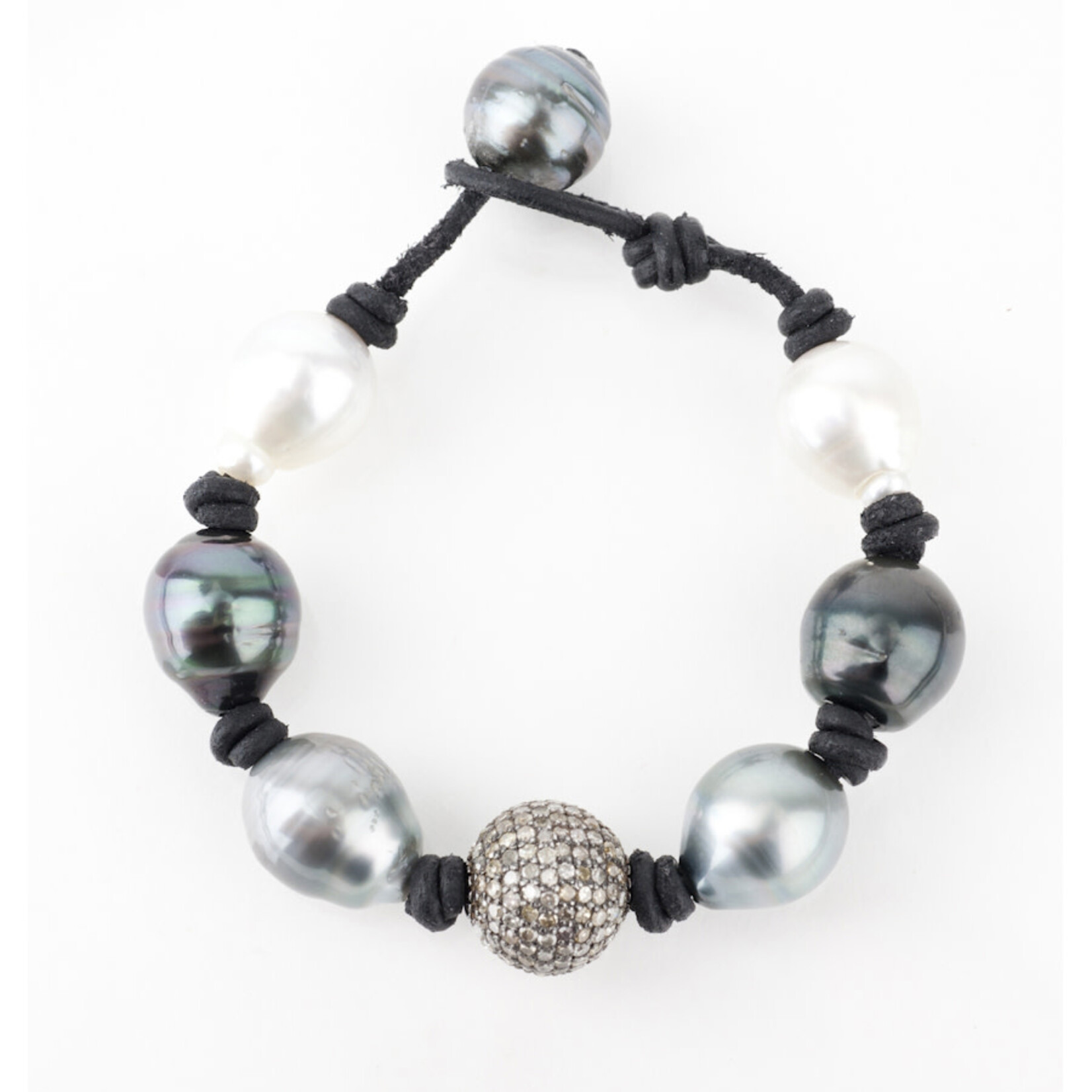 Mina Danielle Tahitian Pearl & Pave Diamond Nugget Bracelet