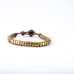 Mina Danielle African Snake Vertebrae on Brown Leather Cord with Pearl button closure