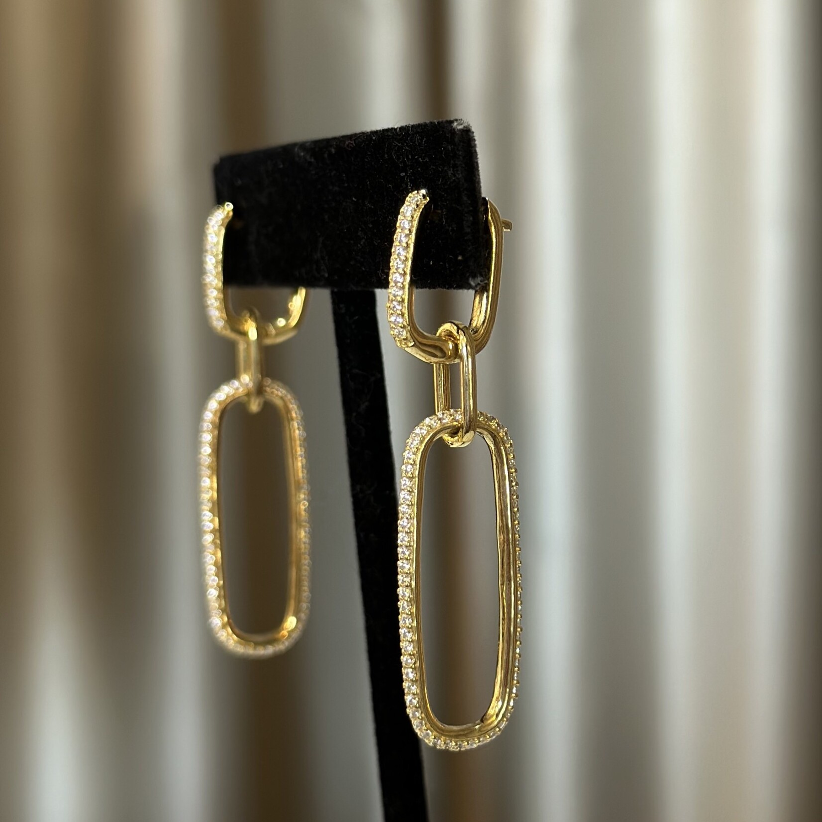 Gold Pave Drop Earrings