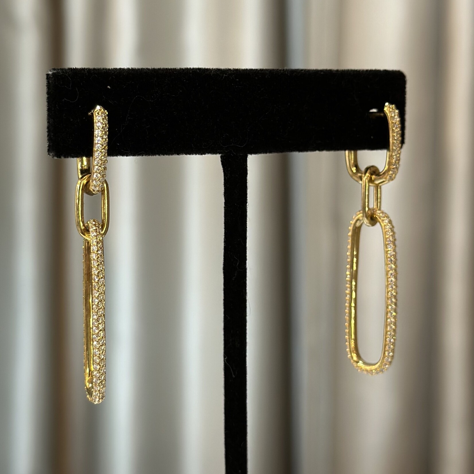 Gold Pave Drop Earrings