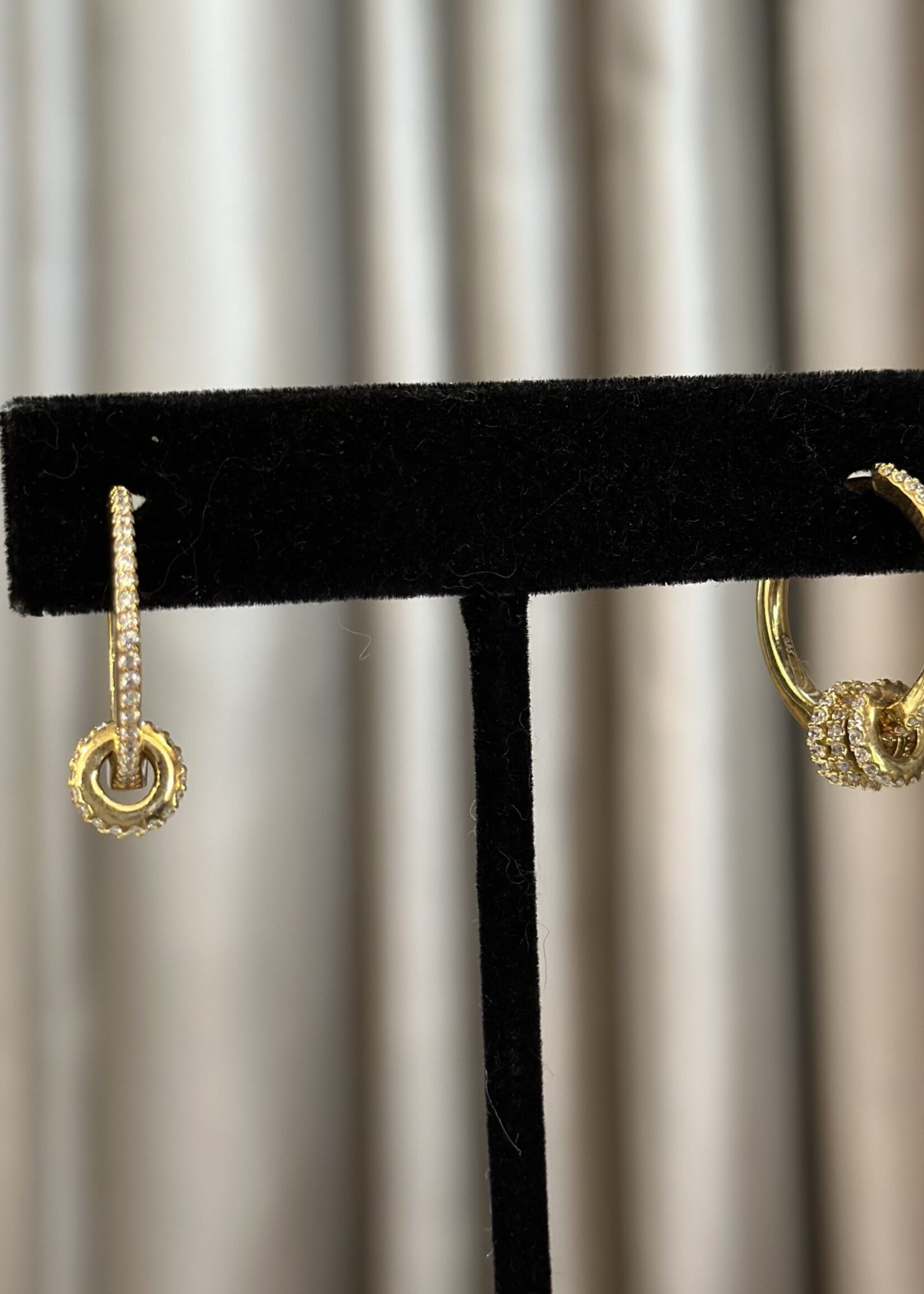 Gold Small Hoops with Diamond Roundels