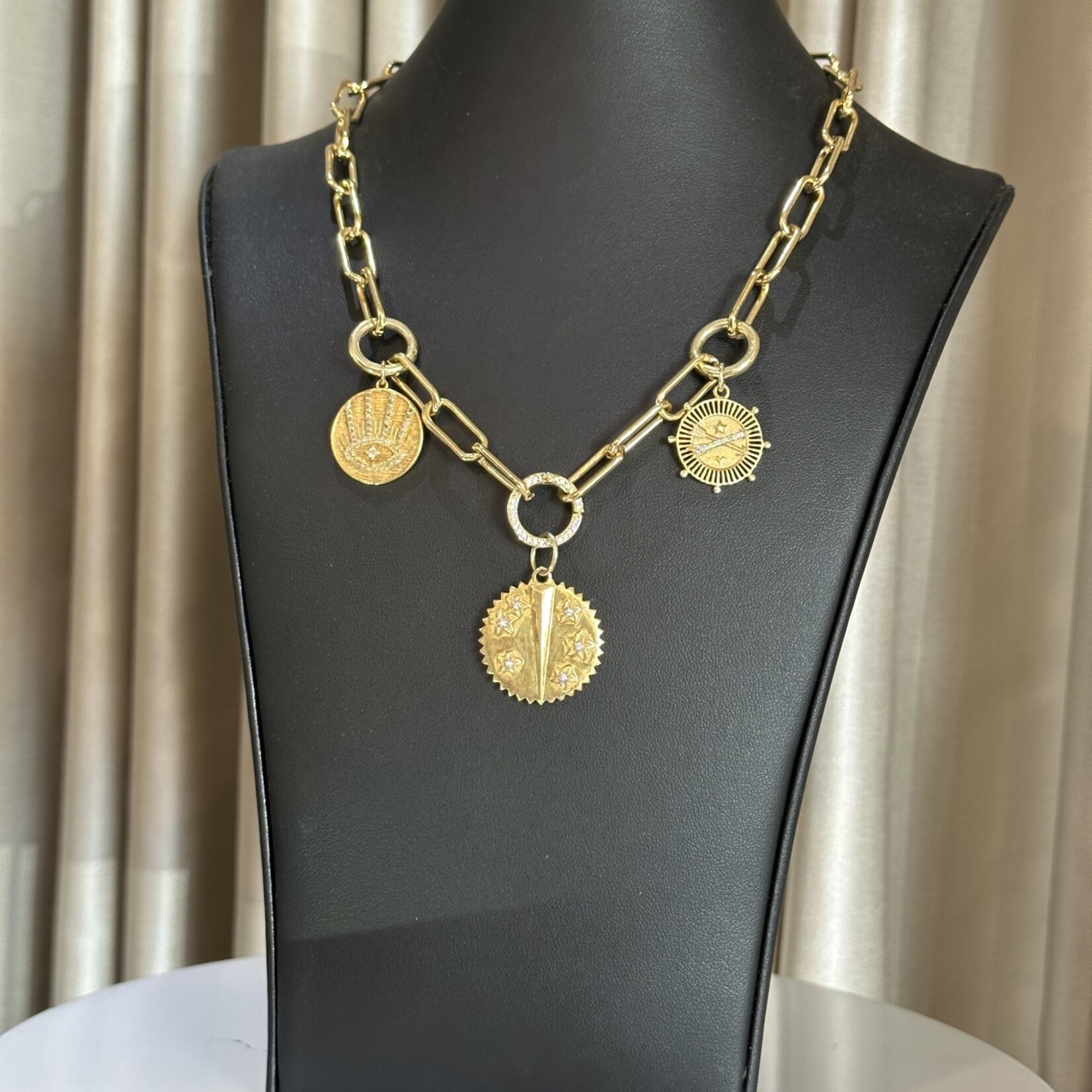 Mina Danielle Gold Chain with 3 Round Gold Charms