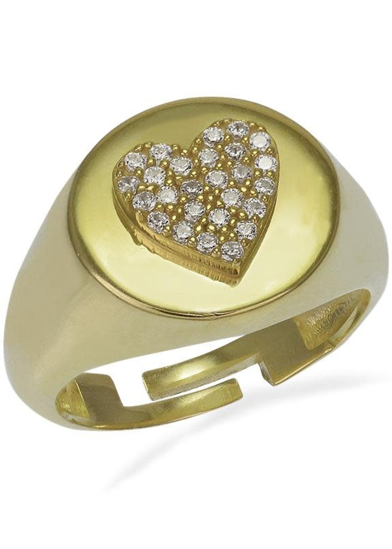 Mina Danielle Gold circle Pinky Ring with Diamond Heart