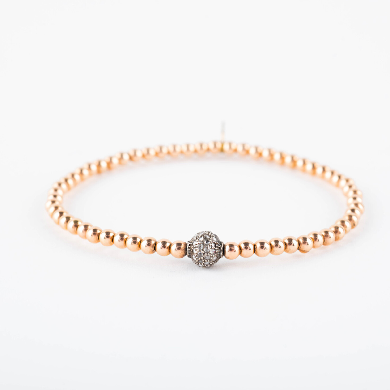 Mina Danielle Rose Gold Beaded Stacking with 8mm Oxidized Diamond Bead