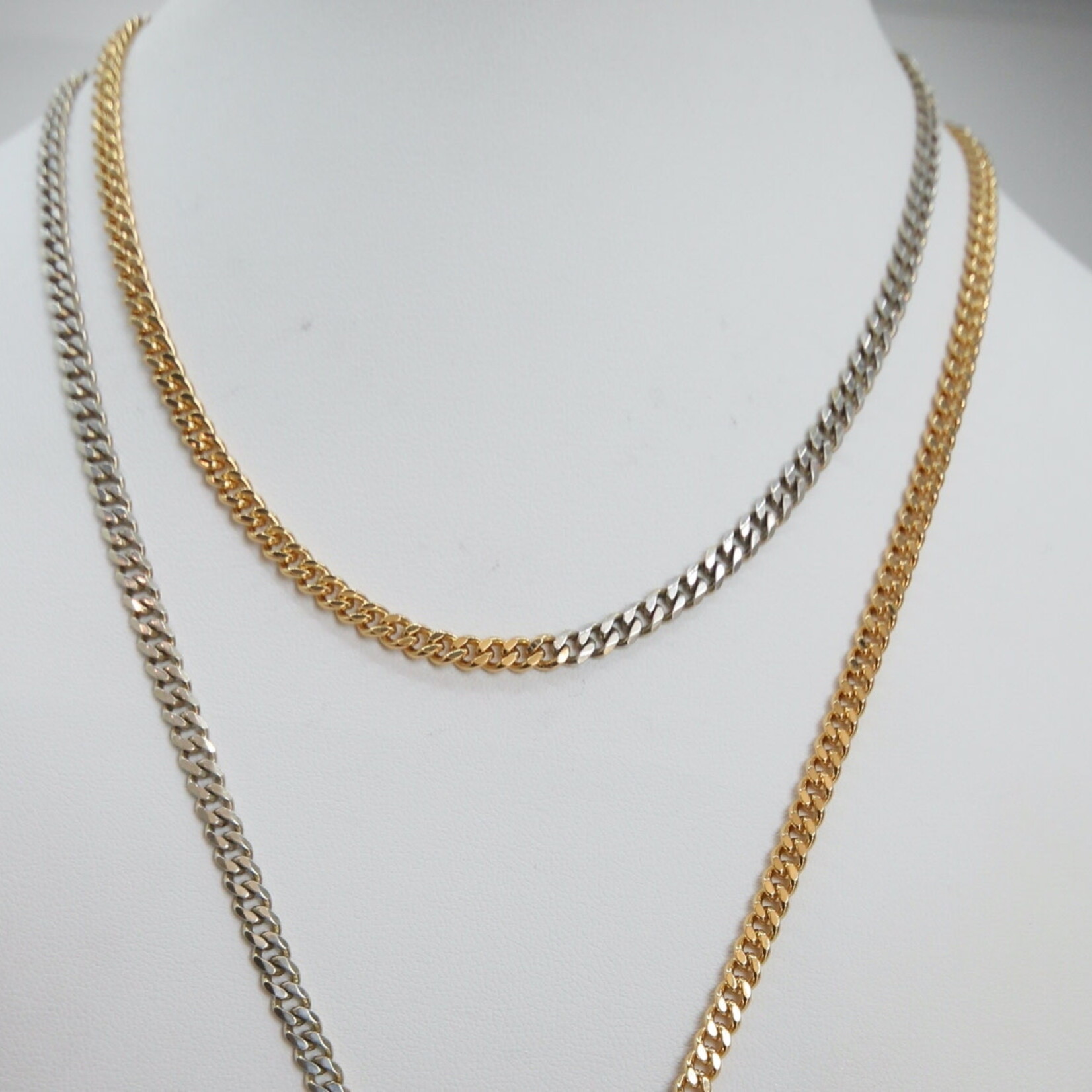 Silver and Gold Curb Chain and Oxidized Shield with Diamond Star