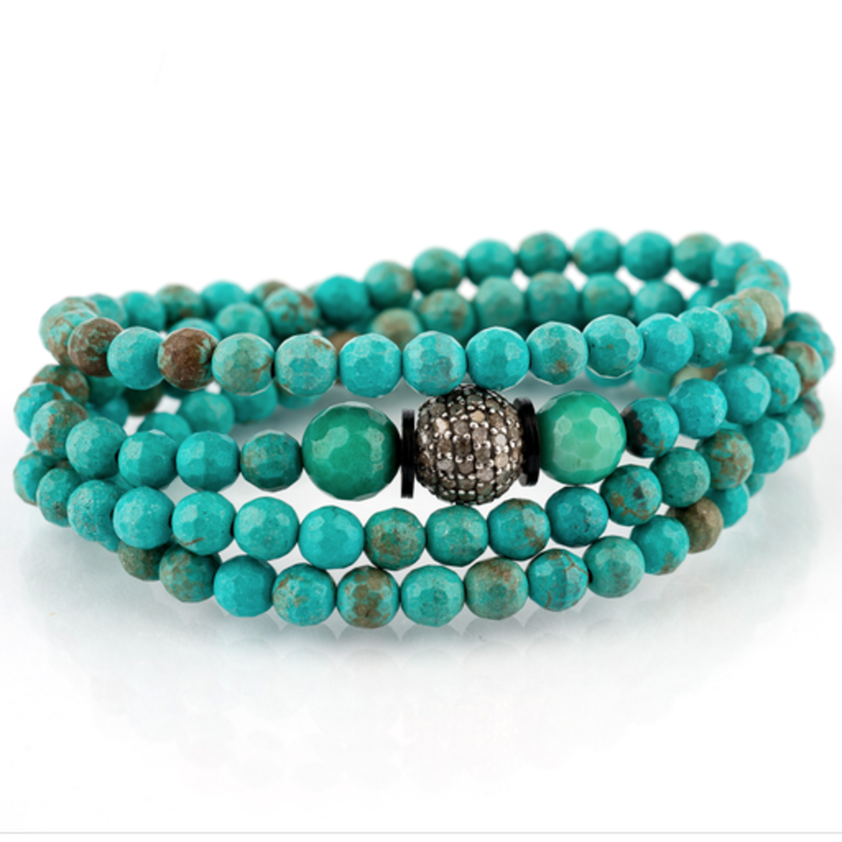 Mina Danielle Faceted Turquoise Wrap with Diamond Ball