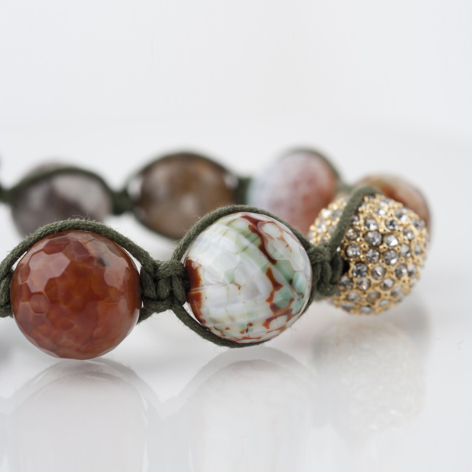 Mina Danielle Macramé Fired Agate with Gold Pavé Crystal