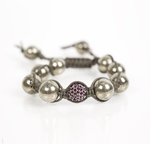Mina Danielle Macramé Gunmetal with Amethyst Pavé Crystal Sphere