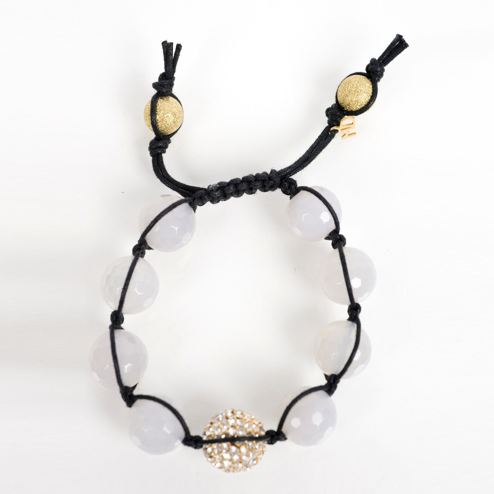 Mina Danielle Macramé Moonstone with Gold Pavé Crystal Sphere