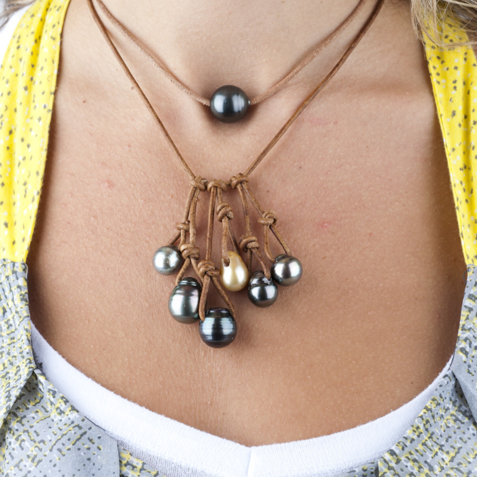Mina Danielle Multi Tahitian Pearl Drop Necklace