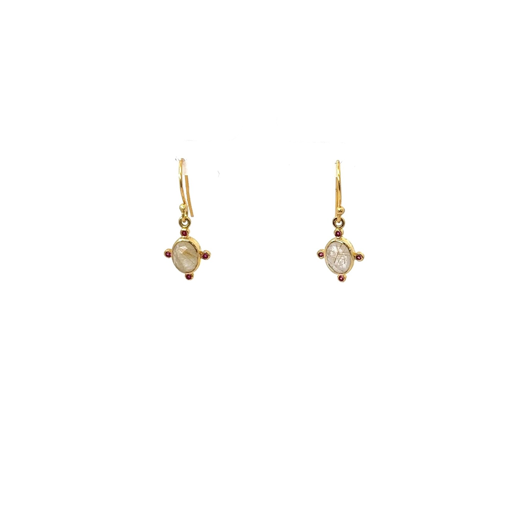 Mina Danielle Oval Shape Quartz and Pink Sapphire Point Earrings