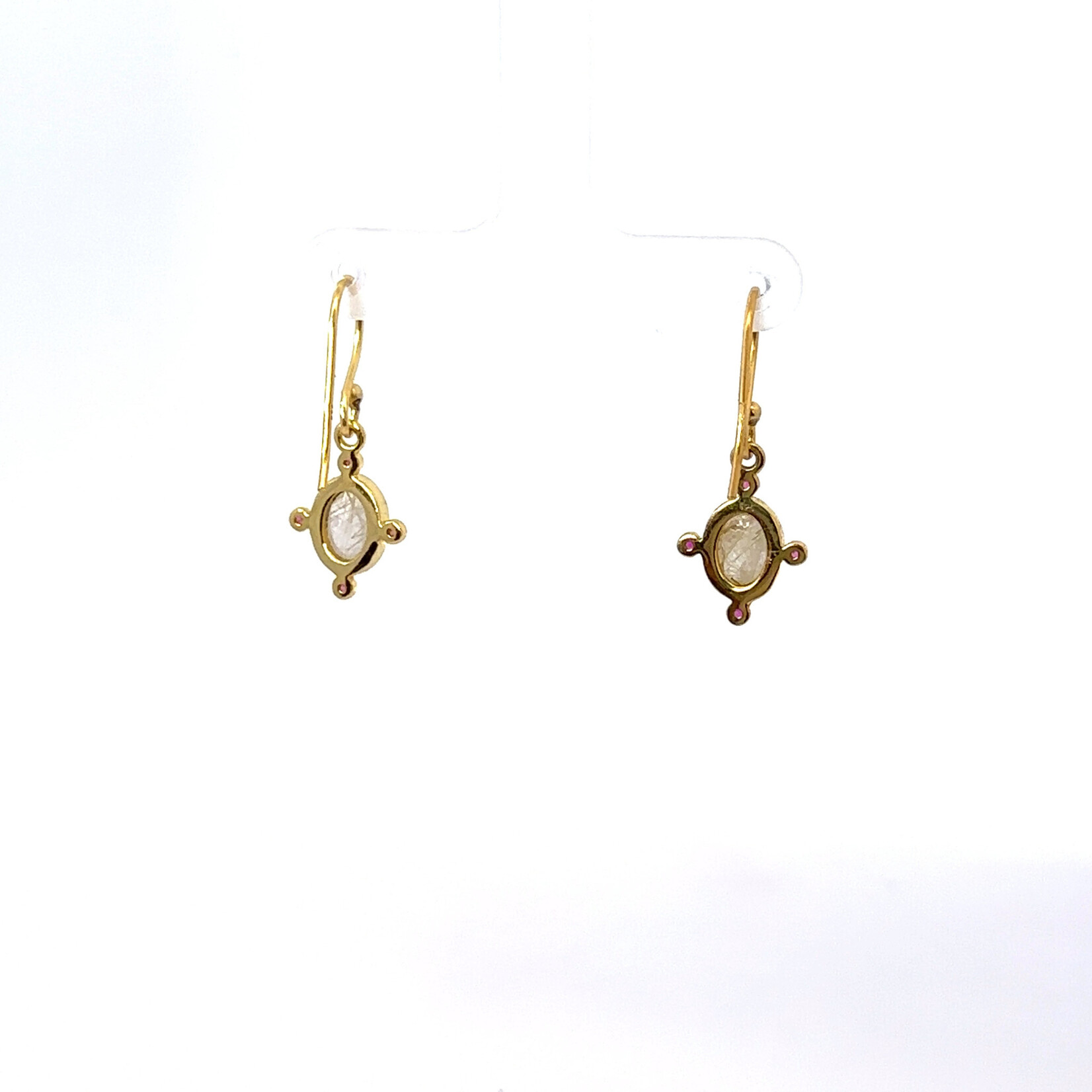 Mina Danielle Oval Shape Quartz/Aquamarine and Pink Sapphire Point Earrings