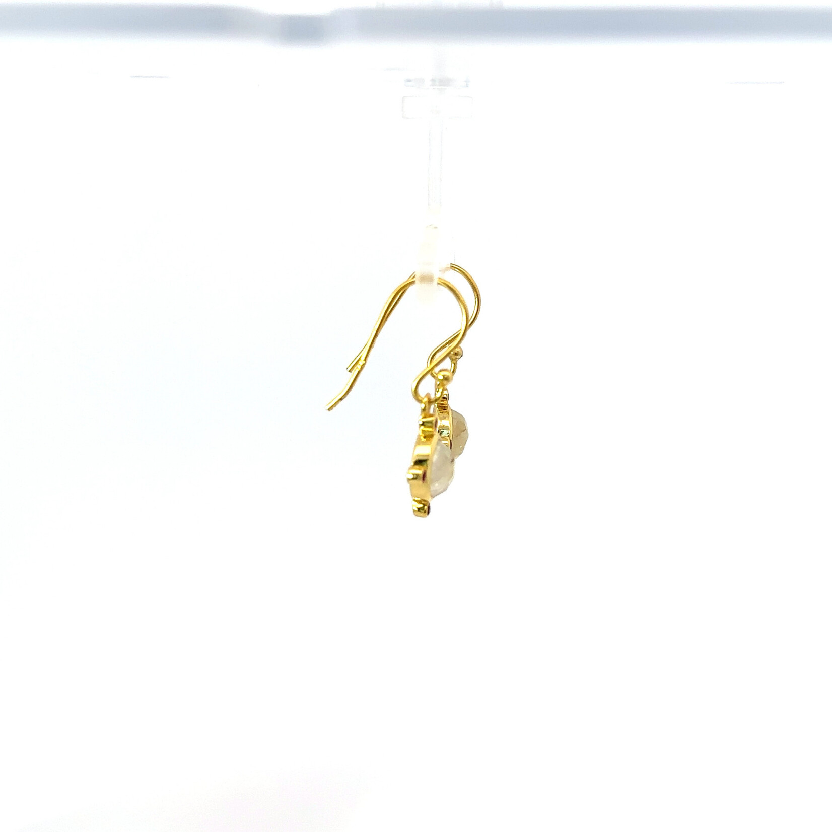 Round Quartz, Moonstone or Labradorite Pink Sapphire Point Earrings