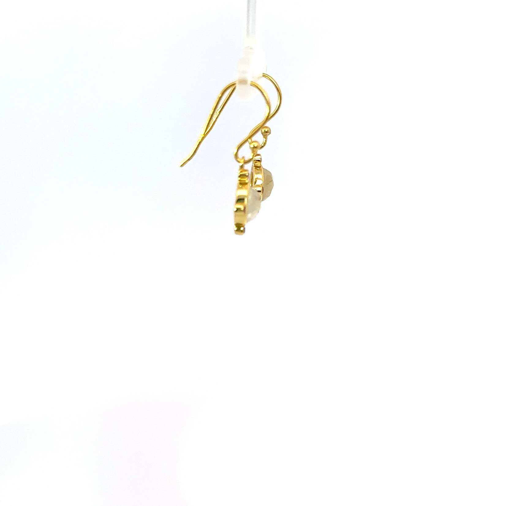 Round Quartz, Moonstone or Labradorite Pink Sapphire Point Earrings