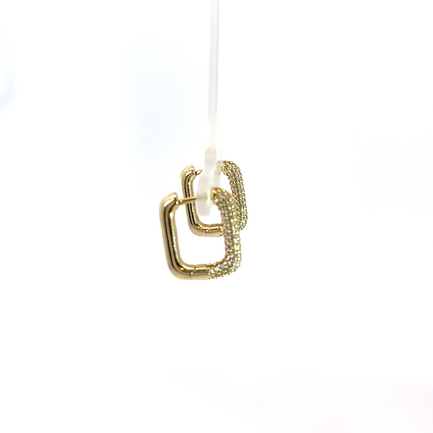 Gold Pave Rectangle Shape Earrings
