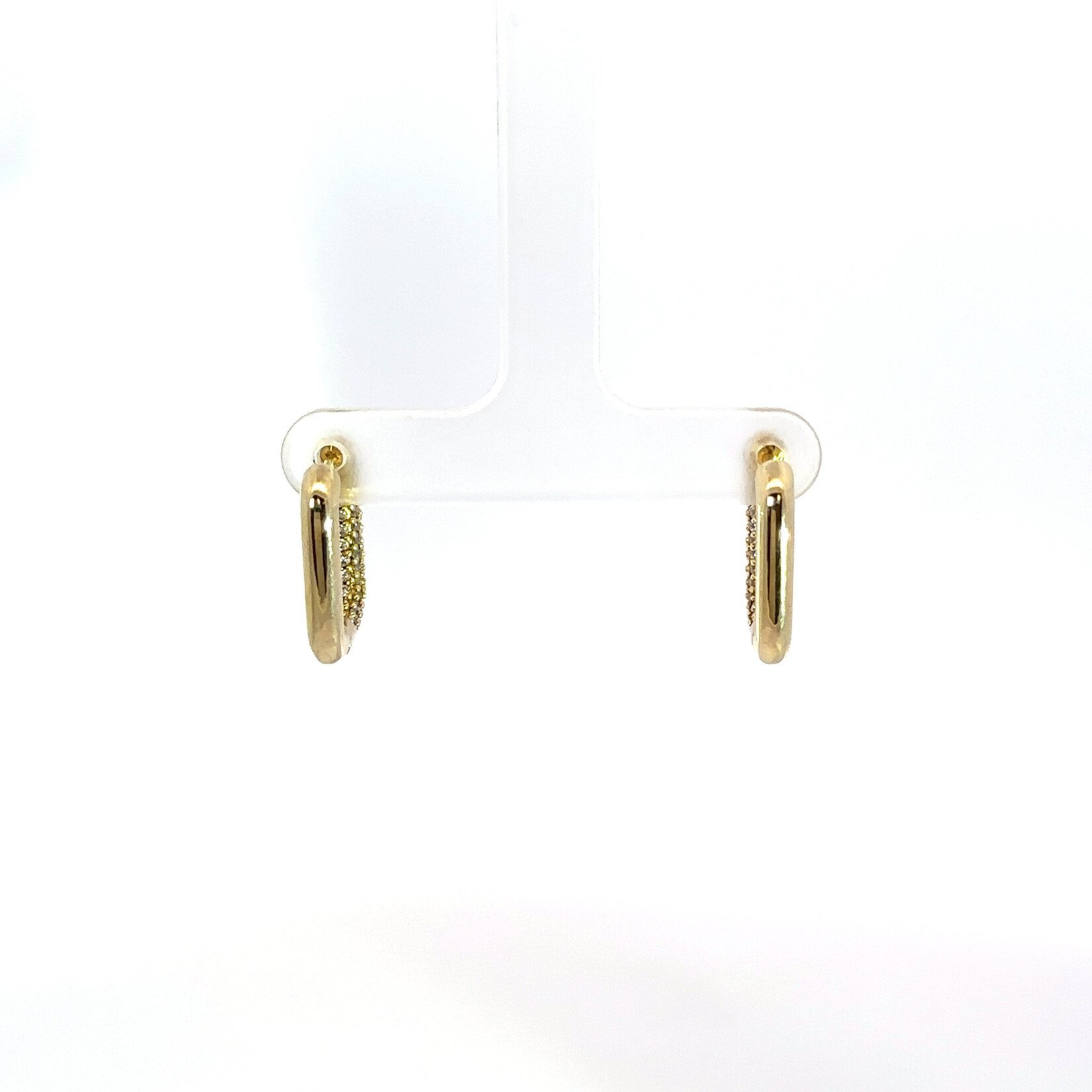 Gold Pave Rectangle Shape Earrings