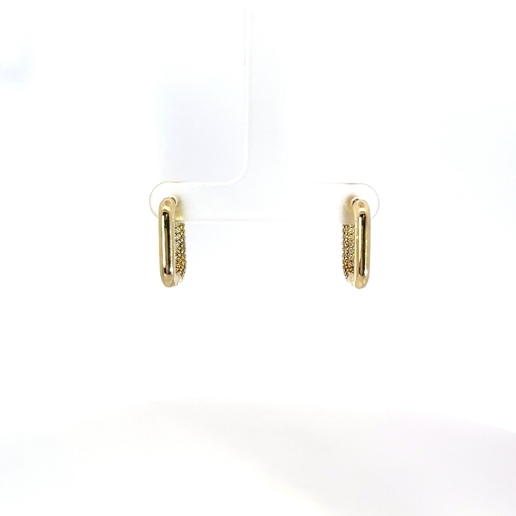 Gold Pave Rectangle Shape Earrings