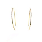 Gold Curved Half Pave Earrings