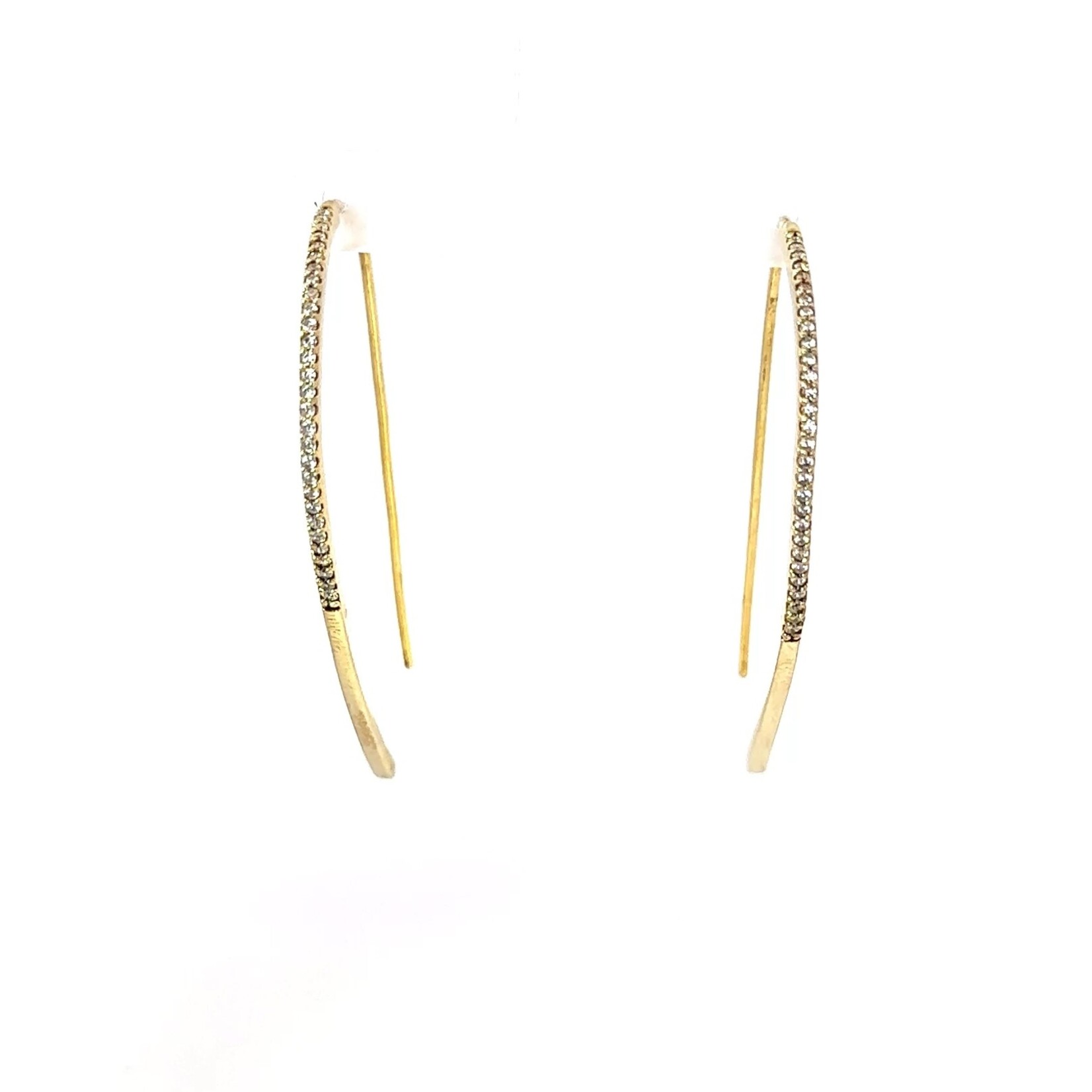 Gold Curved Half Pave Earrings