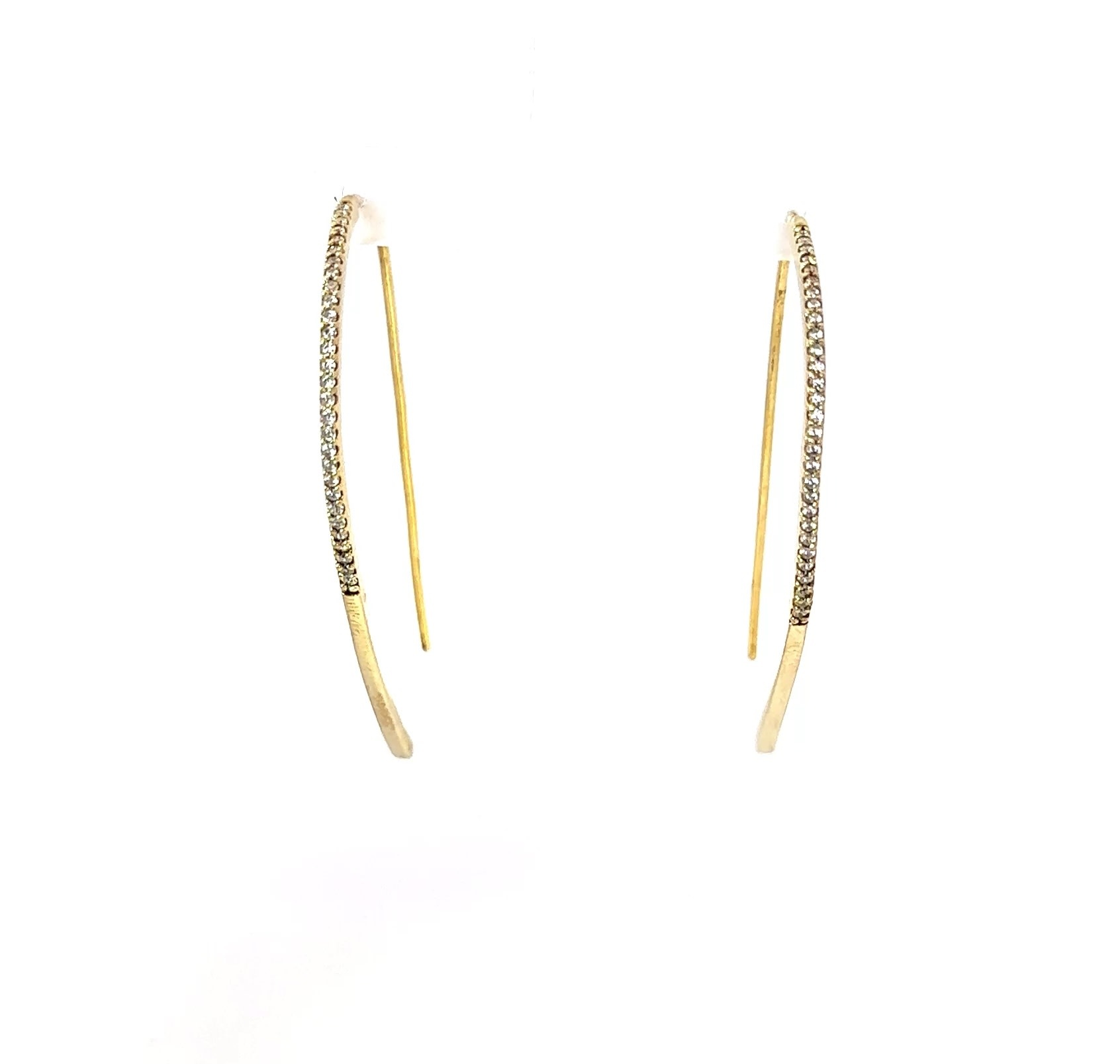 Gold Curved Half Pave Earrings - Mina Danielle Jewelry