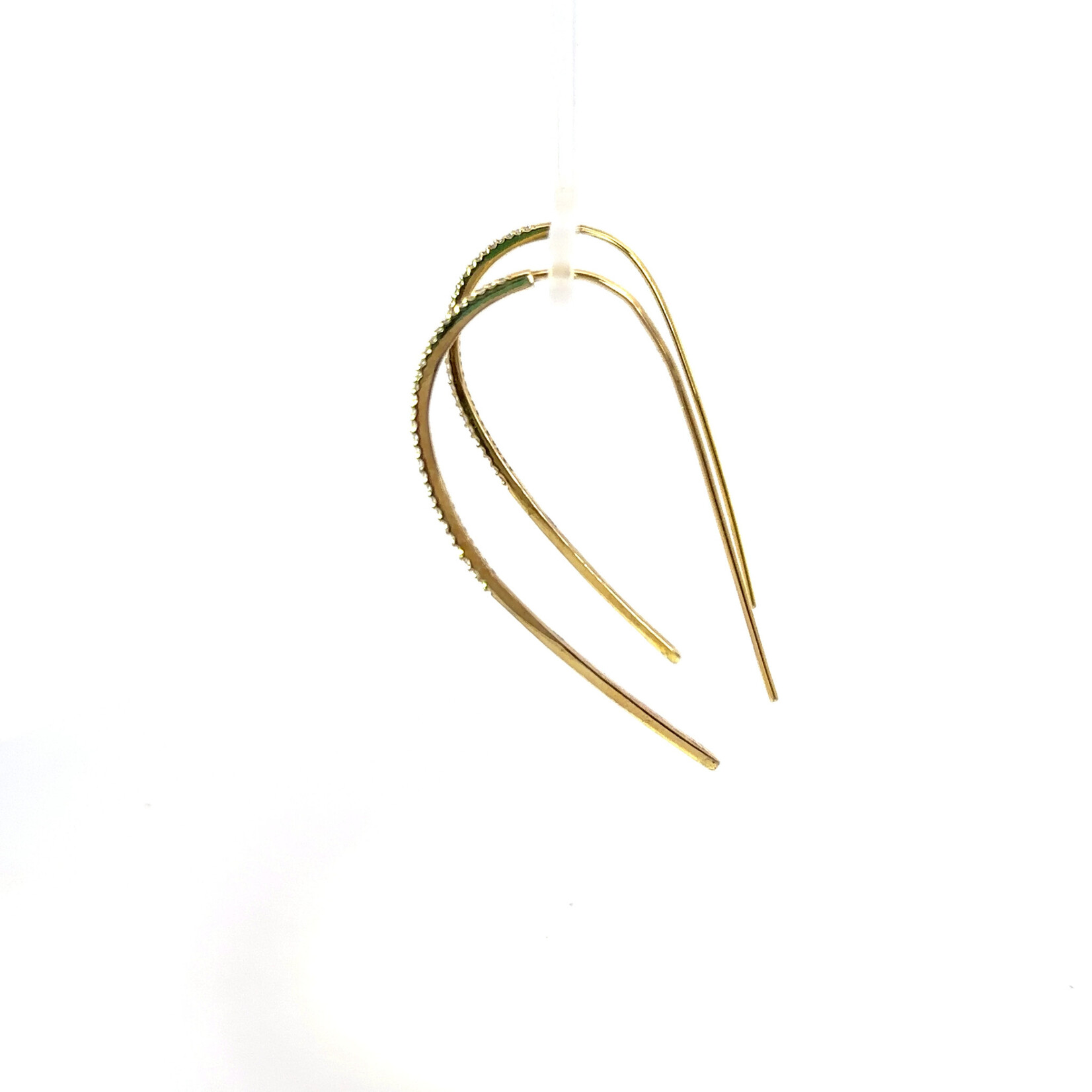 Gold Curved Half Pave Earrings