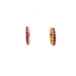 Gold Ruby Huggie Earrings