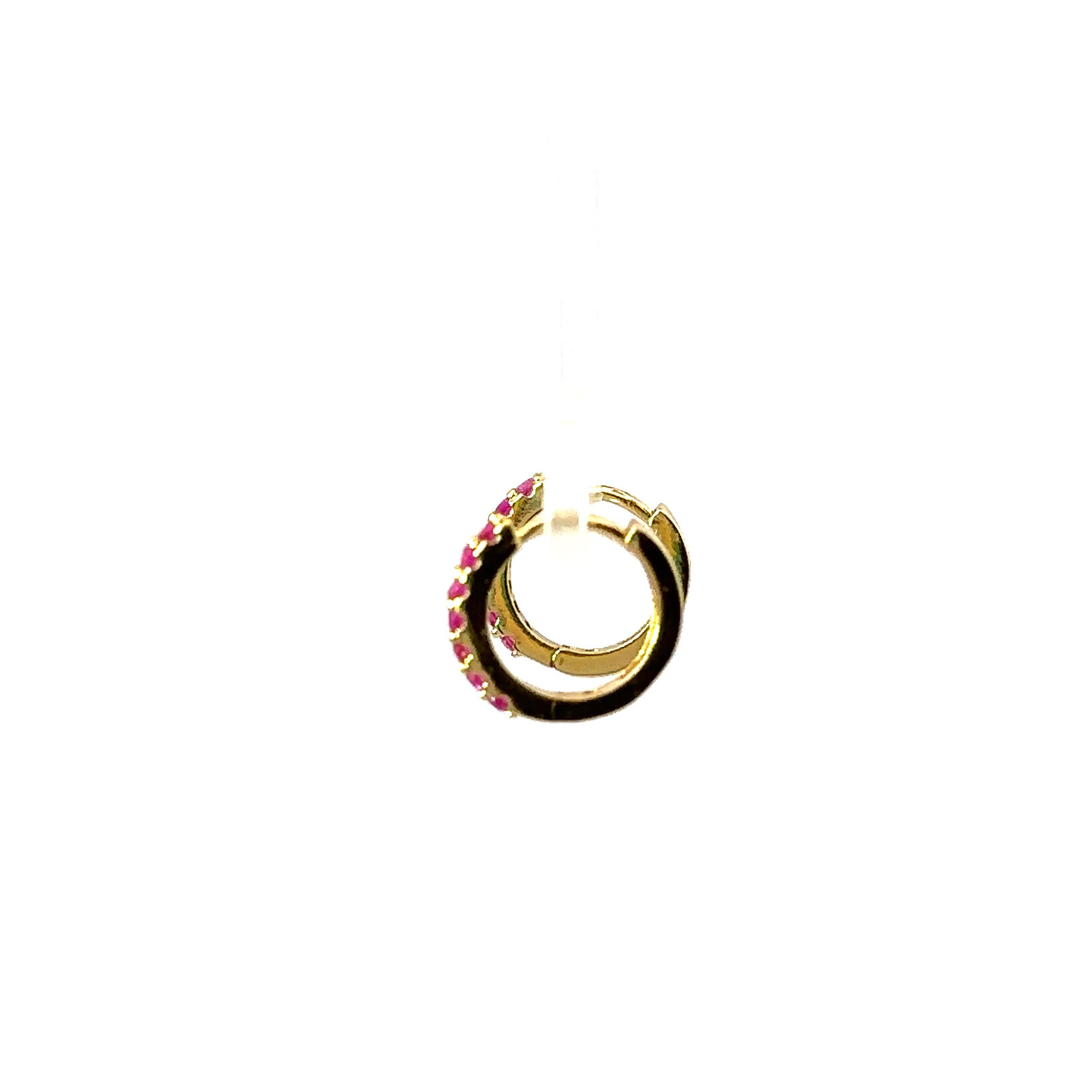 Gold Ruby Huggie Earrings