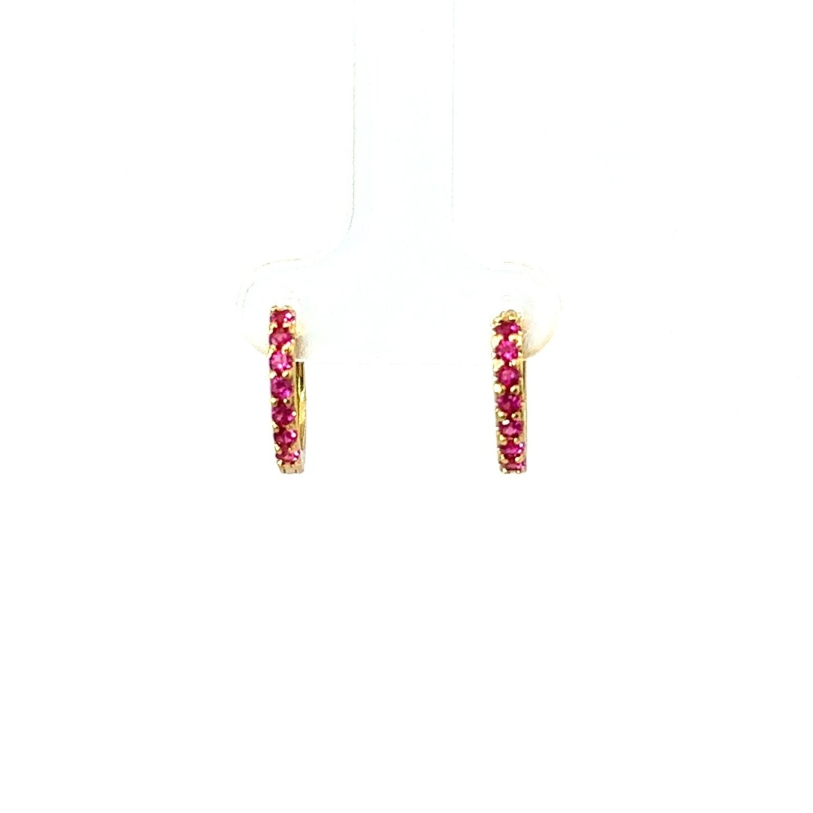 Gold Ruby Huggie Earrings