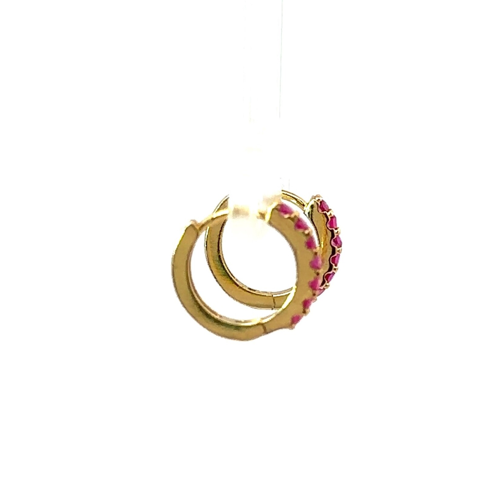 Gold Ruby Huggie Earrings