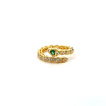 Gold Snake Ring with Emerald Eyes