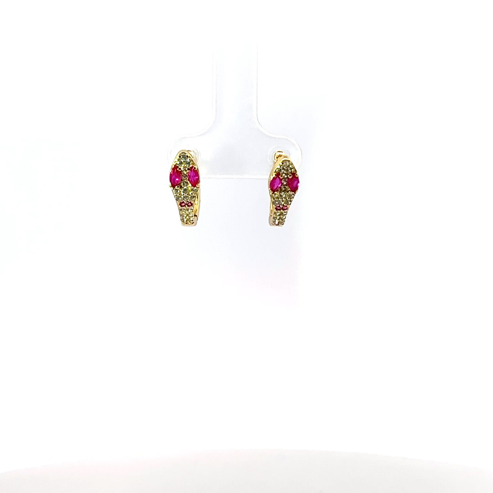 Mina Danielle Gold Pave Snake Huggies with Ruby Eyes