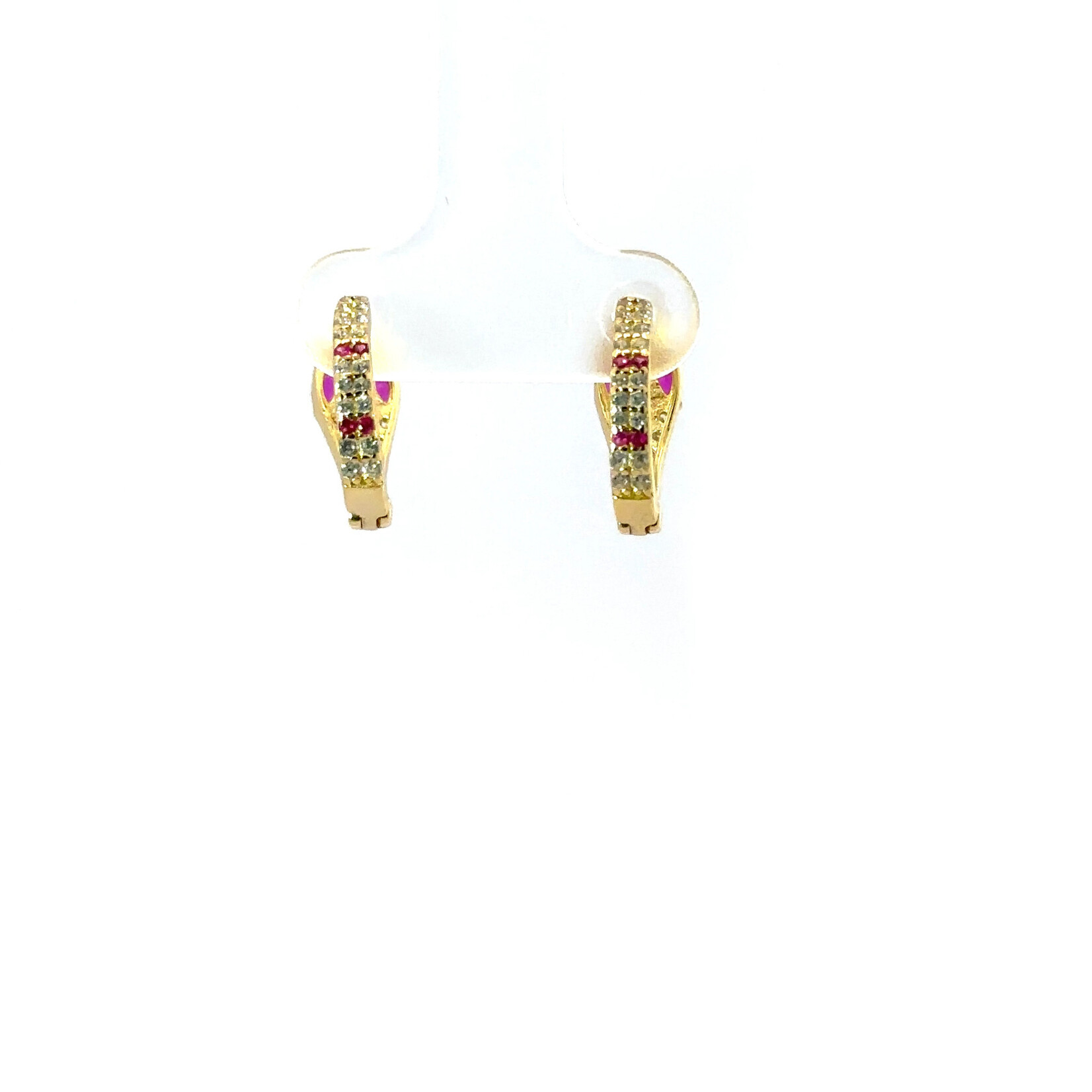 Mina Danielle Gold Pave Snake Huggies with Ruby Eyes
