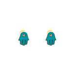 Mina Danielle Gold Enamel Hamsa Studs (Turquoise x 3, Pink x 2, Navy