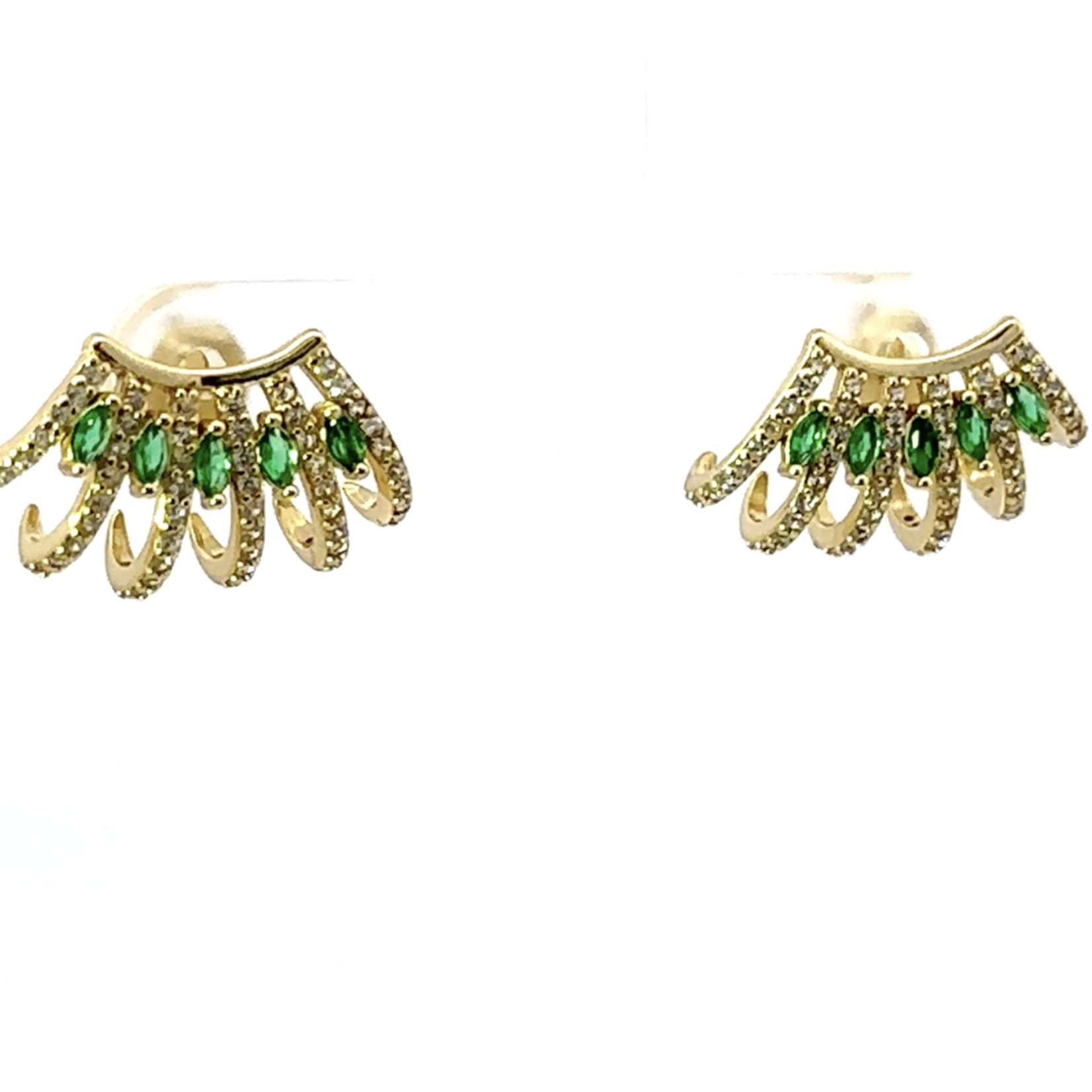Mina Danielle Emerald and Pave Diamond Ear Crawlers