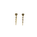 Mina Danielle Blue Enamel/ Mother of Pearl Heart Studs with Hanging Gold Chains with Diamonds