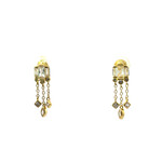 Mina Danielle Gold Baguette Shape Earrings with 3 Chains and Pave Drops