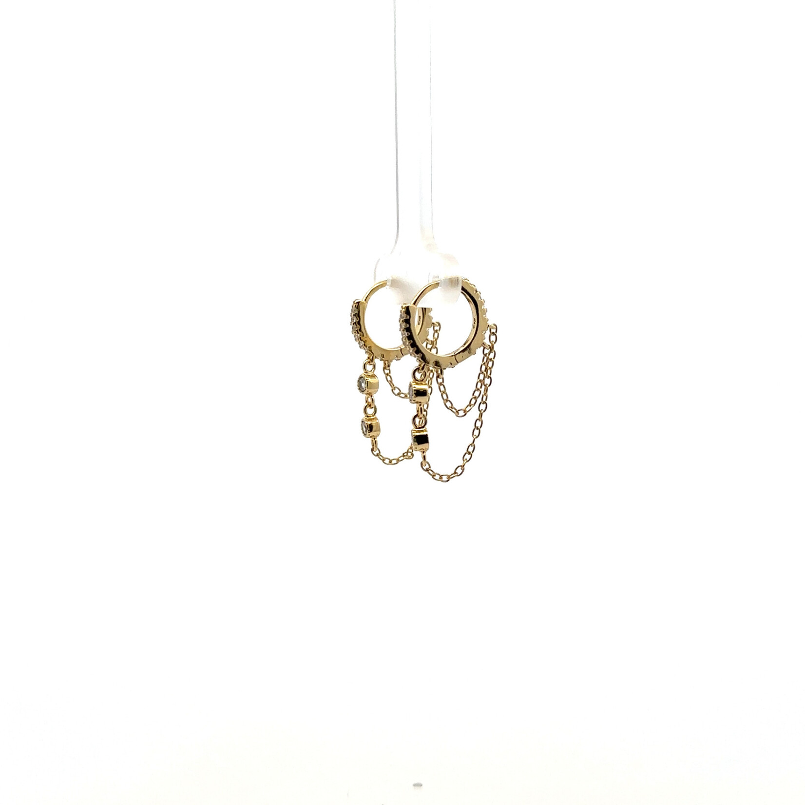 Mina Danielle Gold Pave Huggies with Hanging Chains
