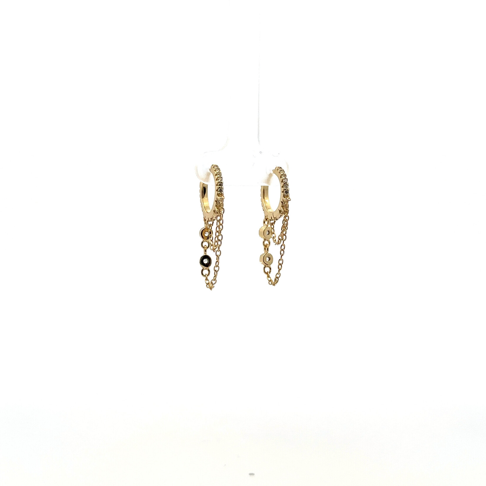Mina Danielle Gold Pave Huggies with Hanging Chains