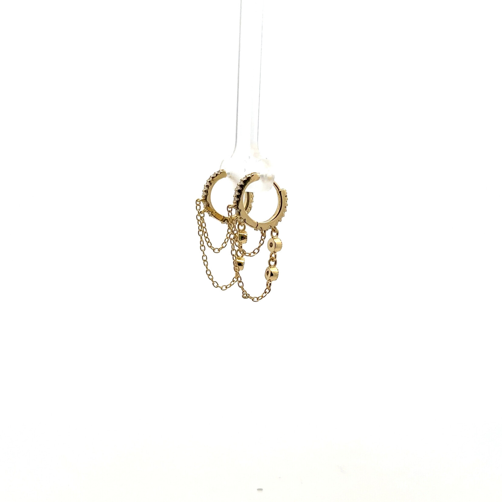 Mina Danielle Gold Pave Huggies with Hanging Chains