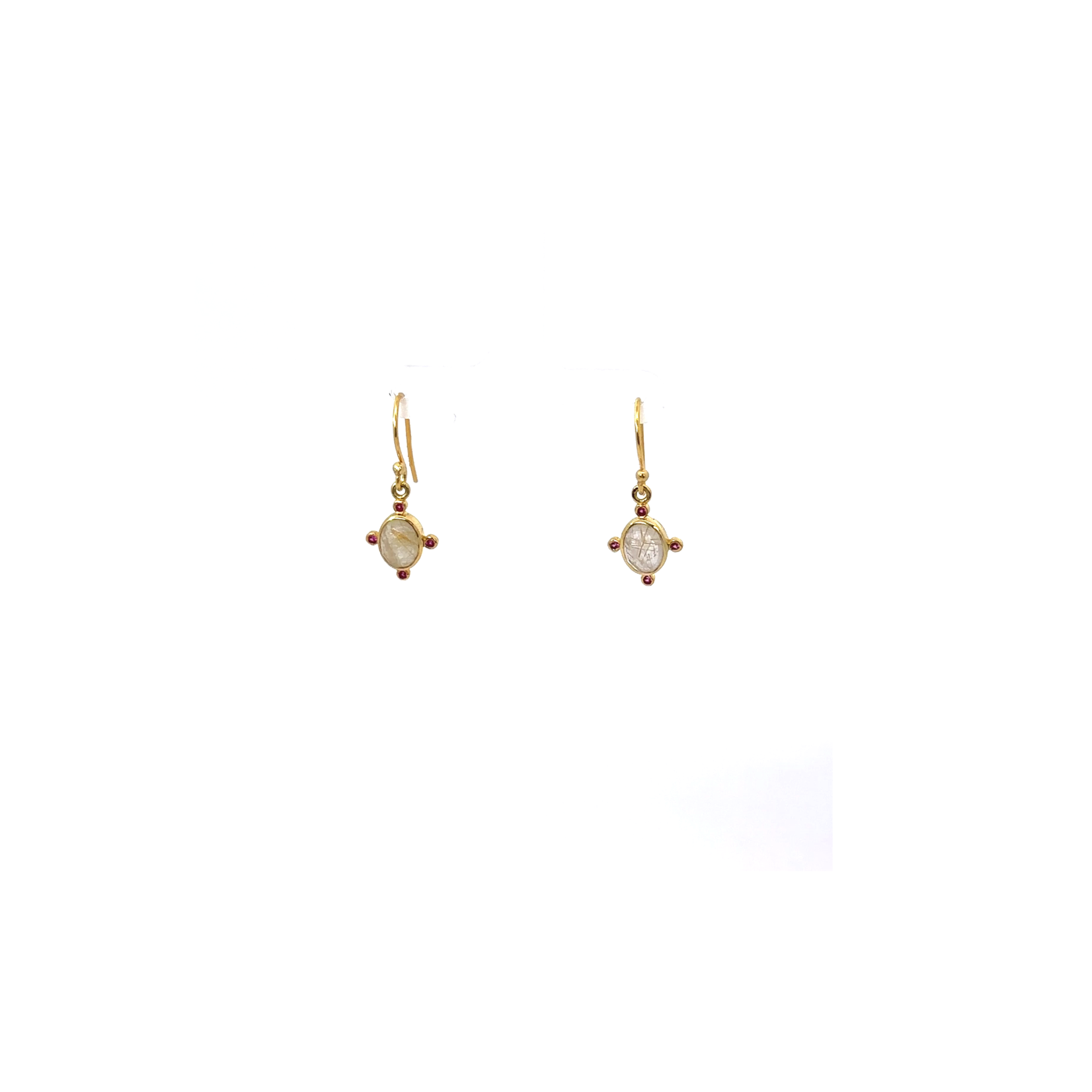Mina Danielle Oval Shape Quartz and Pink Sapphire Point Earrings