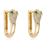 Mina Danielle Gold Pave Snake Huggie Earrings with Emerald Eyes