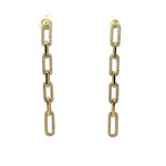 Gold Pave Diamond Link Earrings