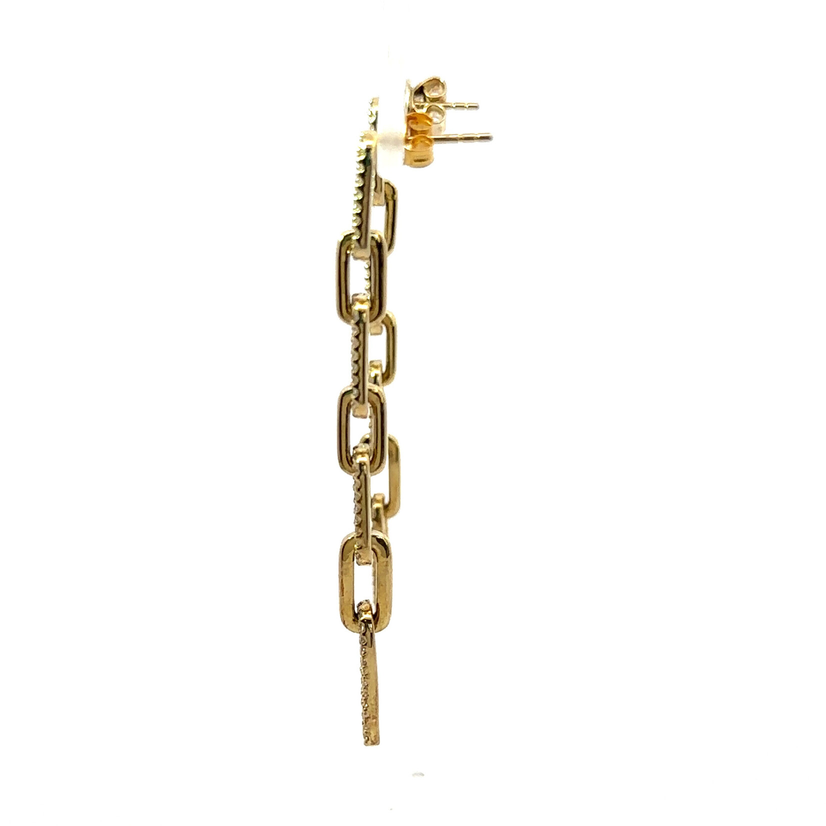 Gold Pave Diamond Link Earrings